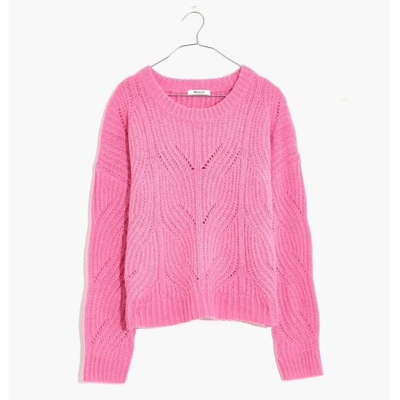 Madewell Charley Pullover Sweater Pink Size Small EUC Cable Knit Breast Cancer - Picture 4 of 11